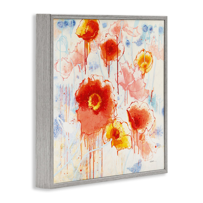 «Dripping Abstract Poppies» par Shirley Novak bg-024, Estampe numérique Farmhouse, H 17 po x l 17 po