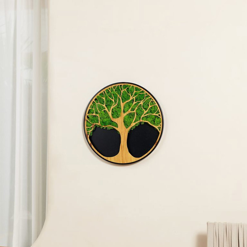 Art mural Life Tree Moss - et décoration d'escalier. Mousse préservée, 24 po x 24 po x 1,62 po, 7,27 lb. Paquet: 11,1 lb.