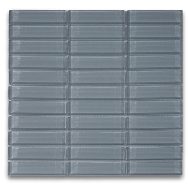 Cerium 1" x 4" Glass Subway Mosaic Tile in Ocean Polished Finish Waterproof for Backsplash and Walls - 12" x 12" Sheet