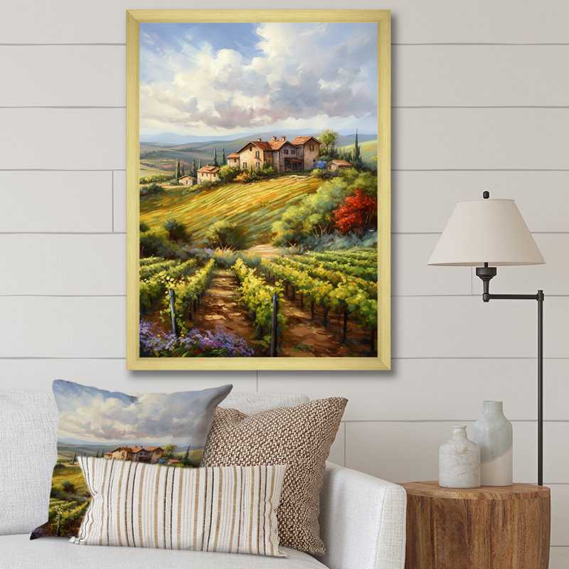 «Vineyard Charm», impression sur toile, Cadre doré simple, H 44 po x l 34 po x P 1,5 po