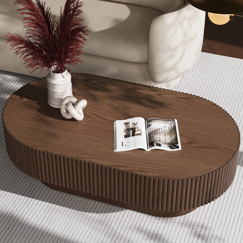 Table basse ovale fabriquée à la main 44 po Alethia, Espresso brun