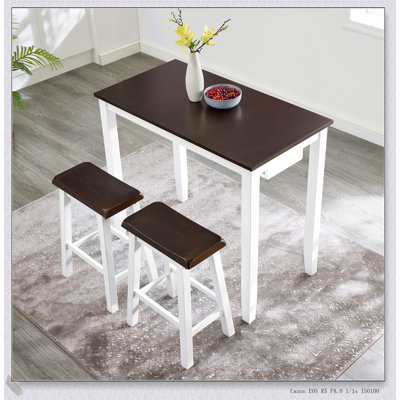 Ensemble de table et chaises de bar industriel, ensemble de salle à manger 3 pièces pour espaces compacts, imitation grain de bois de haute qualité, parfait pour la vie moderne