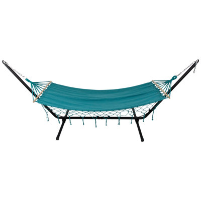 Hammock With Netted Fringe And Wooden Bars - 100" X 41"