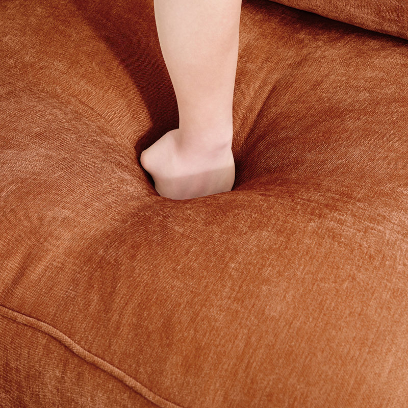1 chenille orange avec passepoil exquis sur l'accoudoir, rangement caché dans le siège et confort de velours enveloppé, sous un matériau confortable