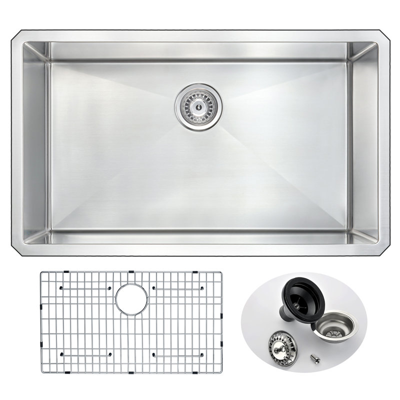 Vanguard 32.75'' L Single Bowl Stainless Steel Kitchen Sink
