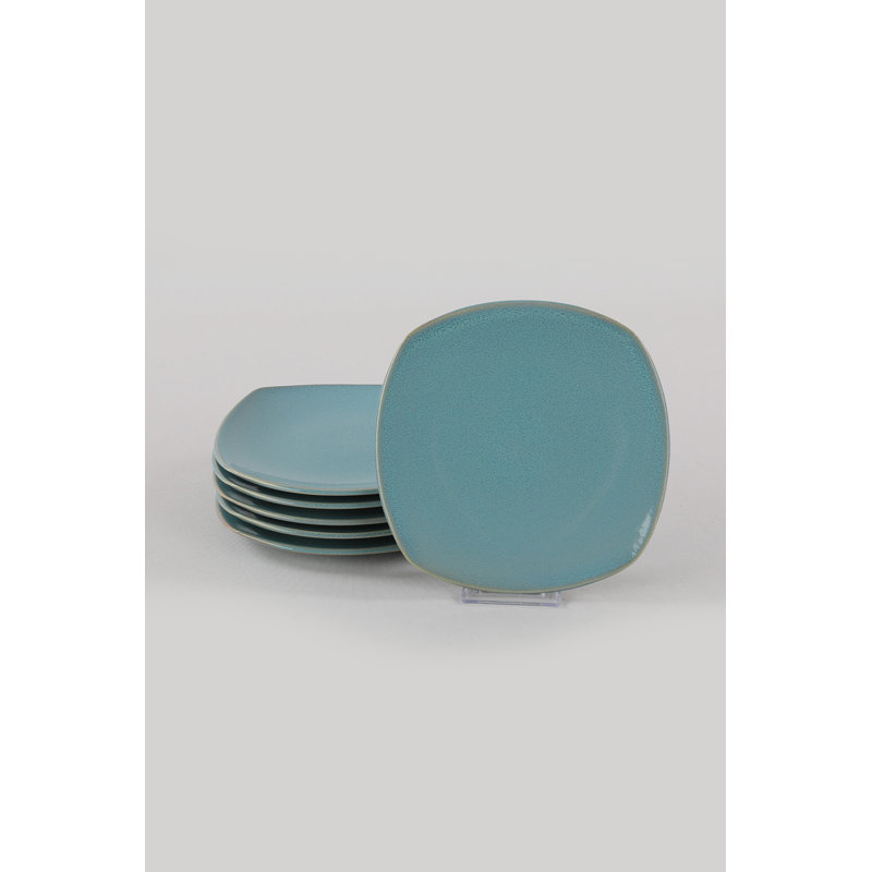 Ensemble d'assiettes à dessert élégantes en céramique (6 pièces), turquoise, 8,7 x 8,7 x 0,9 pouces | 100% céramique, va au micro-ondes et au lave-vaisselle | Parfait pour servir des desserts, ajout élégant à votre collection de vaisselle