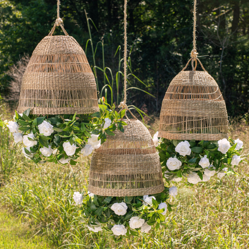 Meliora Rattan Garden Chandelier, Snow