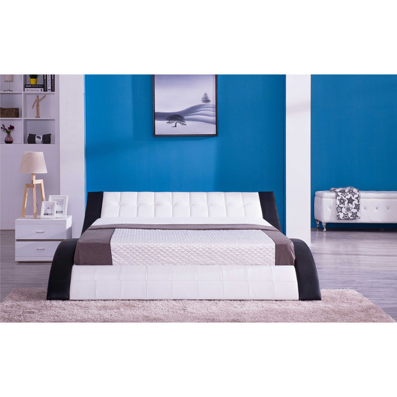 Lit plateforme courbé en cuir moderne avec lumière DEL Lorali, Grand