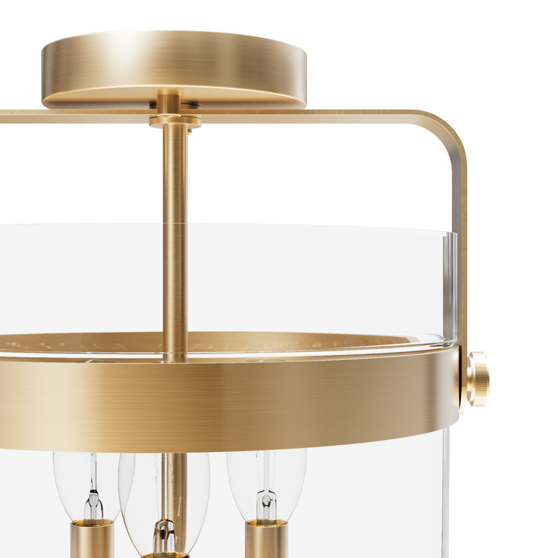  Glass Semi Flush Mount, Brushed Nickel