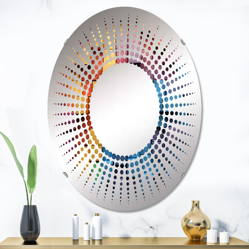 Rainbow Cubic Wood Spectrum - Miroir décoratif Starburst | Ovale, 35,4 po x 23,6 po