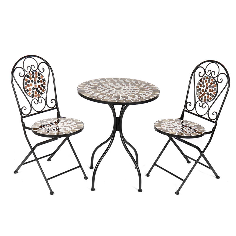 2 - Person Patio Dining Set with Round Table , Cushions Included
