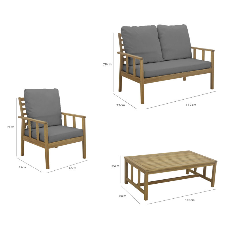 Daphne 4 - Person Seating Group with Cushions, Cream