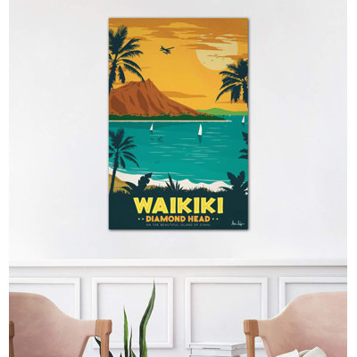 Waikiki 1 Piece Wrapped Canvas Wall Art