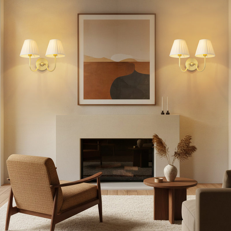 2-Light Armed Fabric Wall Sconce, 2, 60 W