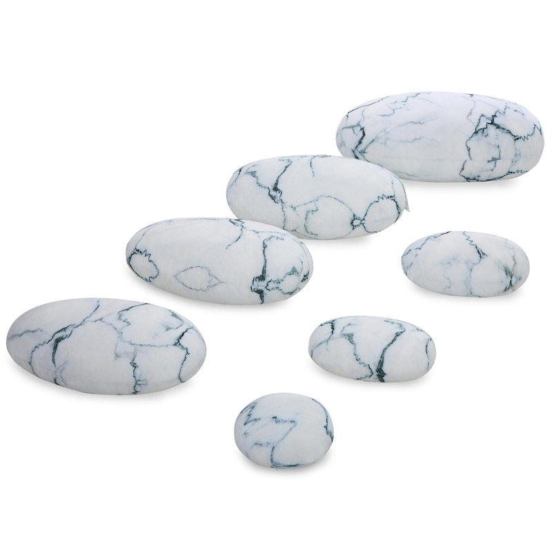 7Pcs Faux Stone Pillows, White Marble