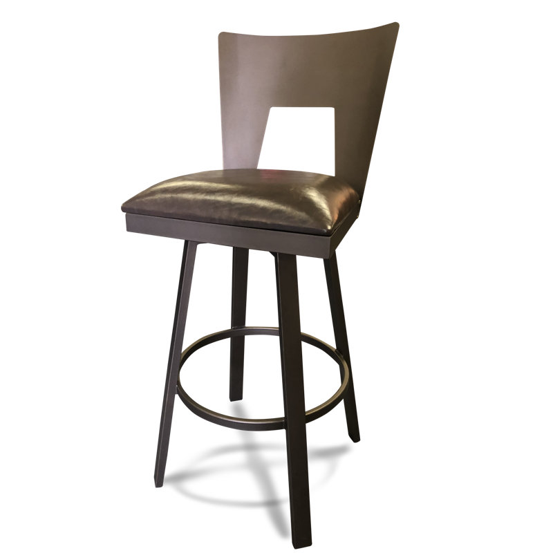 Yanaton Swivel Upholstered Faux Leather Counter Stool, Bar Stool (30" Seat Height)