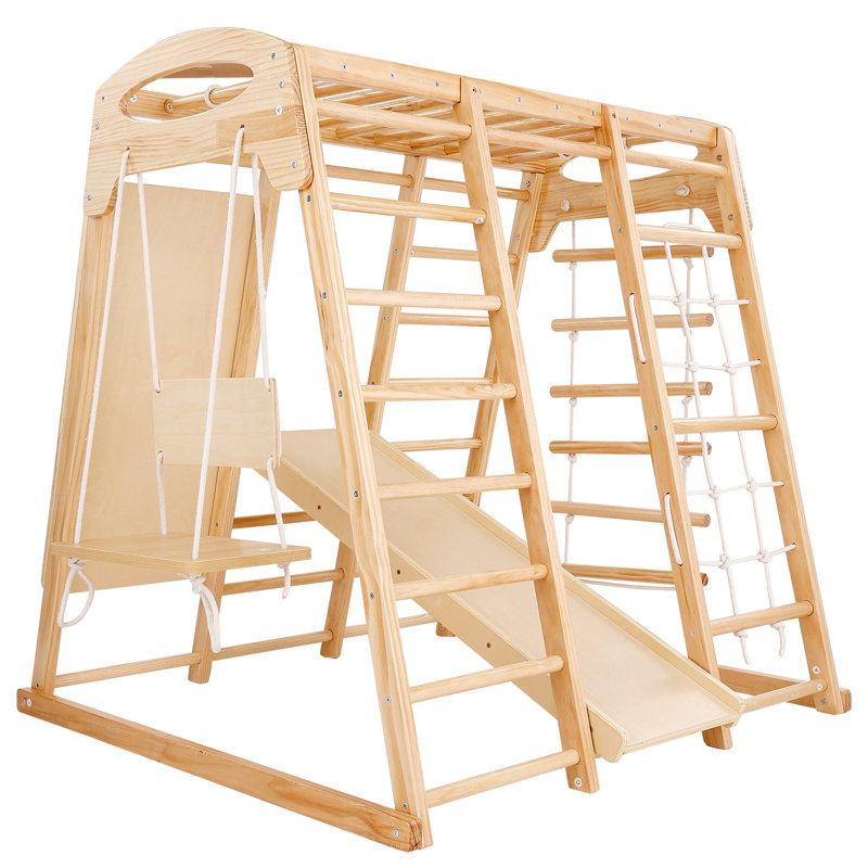 7-en-1 gym d'intérieur en bois pour tout-petits