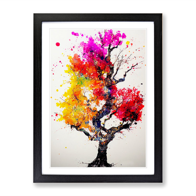 Apple Tree Splatter Vol.1 1 Piece Single Picture Frame Wall Art, 46cm H x 34cm W x 2cm D, Oak Framed
