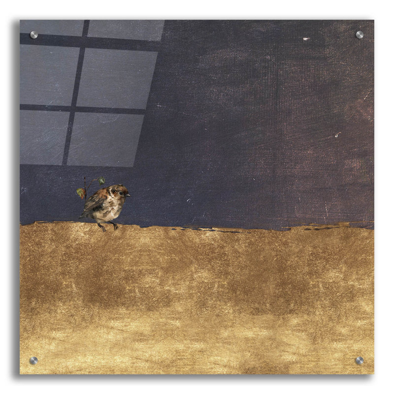 «Sparrow In Abstraction» par Svetlana Aleynikova, art mural en verre acrylique, H 24 po x l 24 po