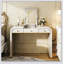 Meuble-lavabo classique en bois avec miroir rabattable, coiffeuse 3 en 1 avec 2 tiroirs et rangement pour la chambre à coucher