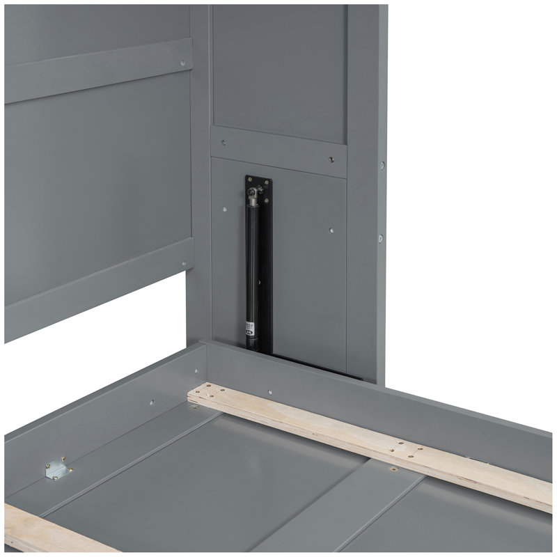 Grand lit escamotable mural avec armoires, Gris