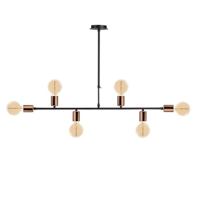 Lustre moderne en cuivre, 37,0 po de diamètre x 24,0 po de hauteur | Corps en métal, 6 douilles E27 de 40 W maximum | Design élégant et novateur, parfait pour le salon et la salle à manger | Homologué IP20 pour une utilisation à l'intérieur