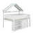 Full Size Loft Bed With Canopy Roof And Storage Cabinet, Wooden House-Shaped Frame With Ladder, Shelves-1826395040