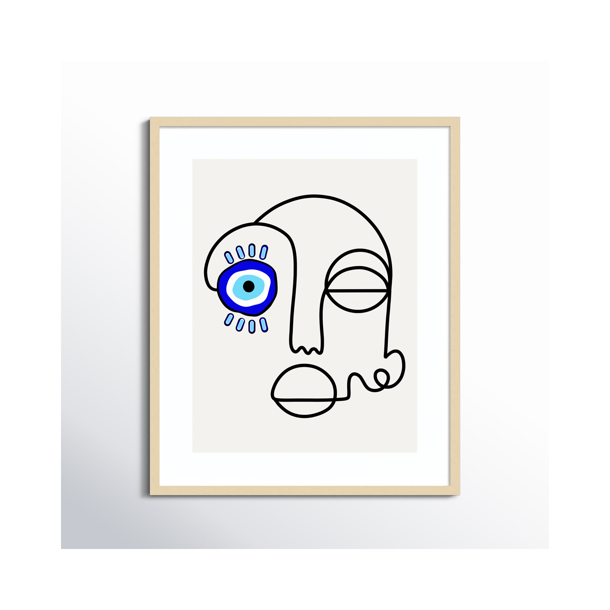 No Evil Allowed by Shatha Al Dafai, 33.38" H x 27.38" W x 0.875" D, Natural