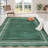 Scalloped Edge Area Rug 10' x 13' Low-Pile Stain-Resistant Fabric Non-Slip Backing Neutral Green Carpet for Living Room Bedroom and Nursery-913248240-913247239