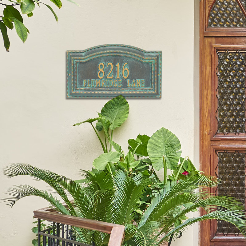 Signature Series 2-Line Wall Address Plaque, Yes, Bronze, Verdigris