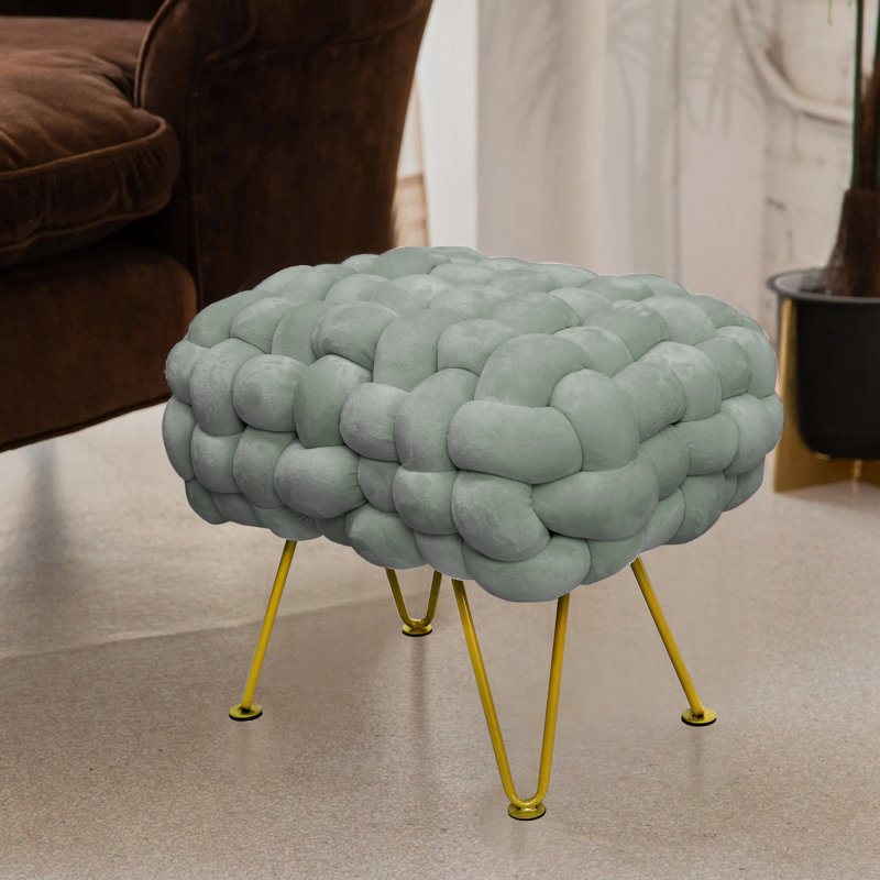 Opheim Velvet Ottoman, Light Gray Velvet