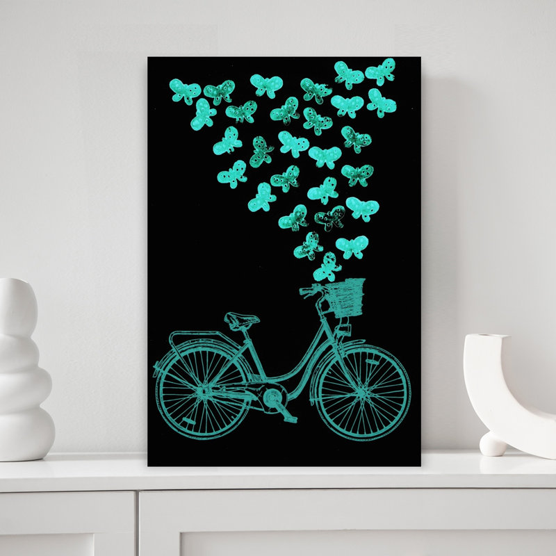 Papillons magiques de bicyclette éthéré sérénité rétro papillon, art mural nature, 18" H x 12" W