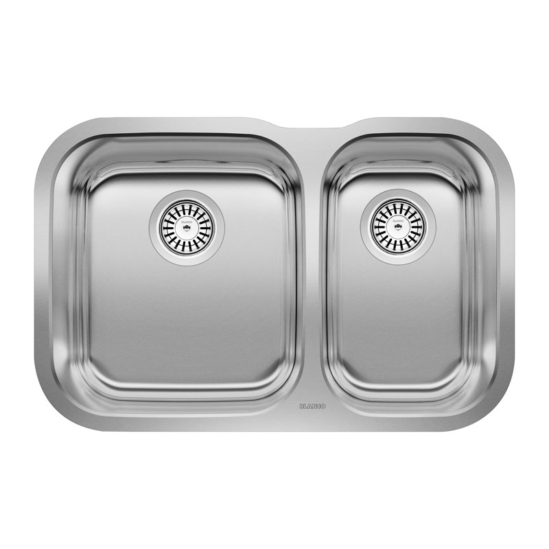 Évier de cuisine à double cuve en acier inoxydable encastrable L 26,75 po x l 17 po avec crépine Essential