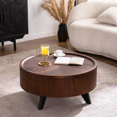 Round Coffee Table With Removable Top, Coffee Table, Circle Center Table With Storage For Living Room