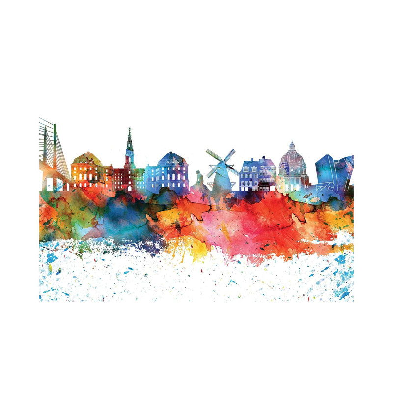 Copenhagen Skyline by WallDecorAddict - Wrapped Canvas Gallery-Wrapped Canvas Giclée, 30.48 cm H x 45.72 cm W