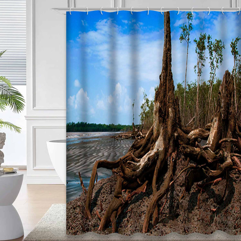 Rideau de douche à 12 crochets Coastal Beach Forest, L 72 po x l 84 po