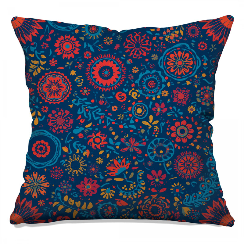 Coussins décoratifs floraux à motif mandala, 14 X 14 pouces