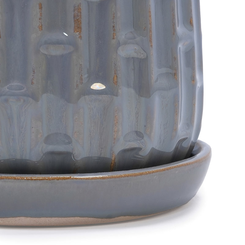 Pot de fleurs en céramique gris antique de 7 po pour une utilisation intérieure et extérieure - résistant au gel, résistant à la chaleur, trou de drainage intégré de 7 po, zones, construction, fonctionnalité, design élégant