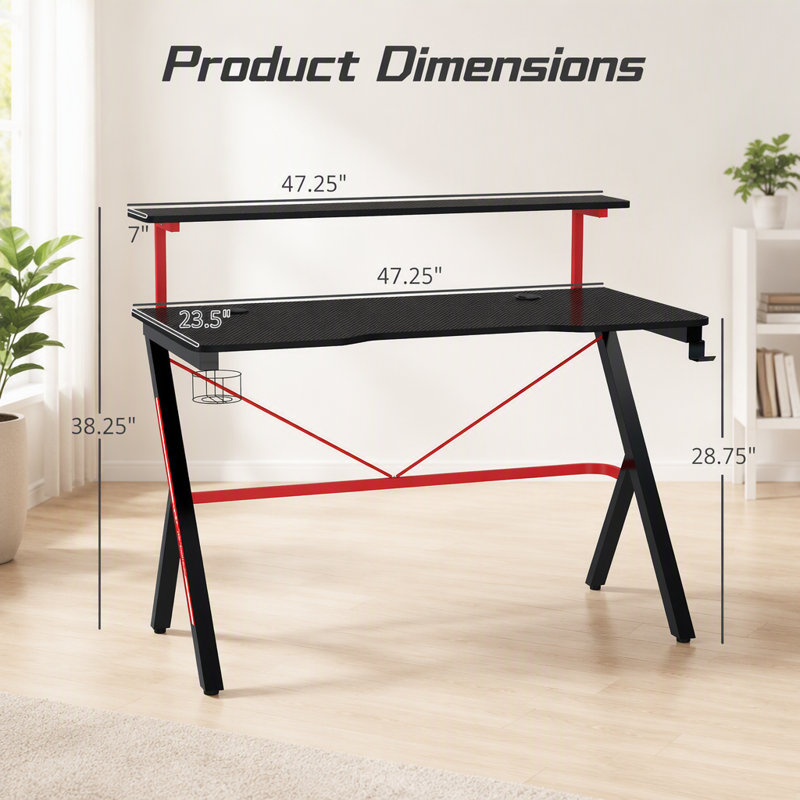 Bureau de jeu d'ordinateur de course avec porte-gobelet rotatif
