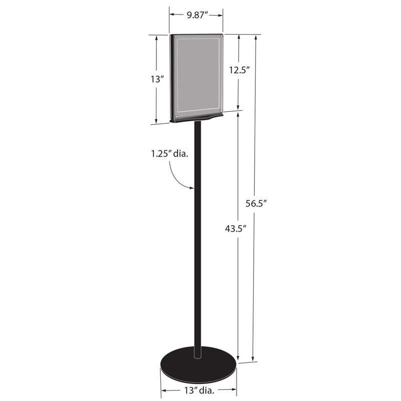 Black Double-Sided Magnetic Floor Sign Holder with Clear Plastic Cover