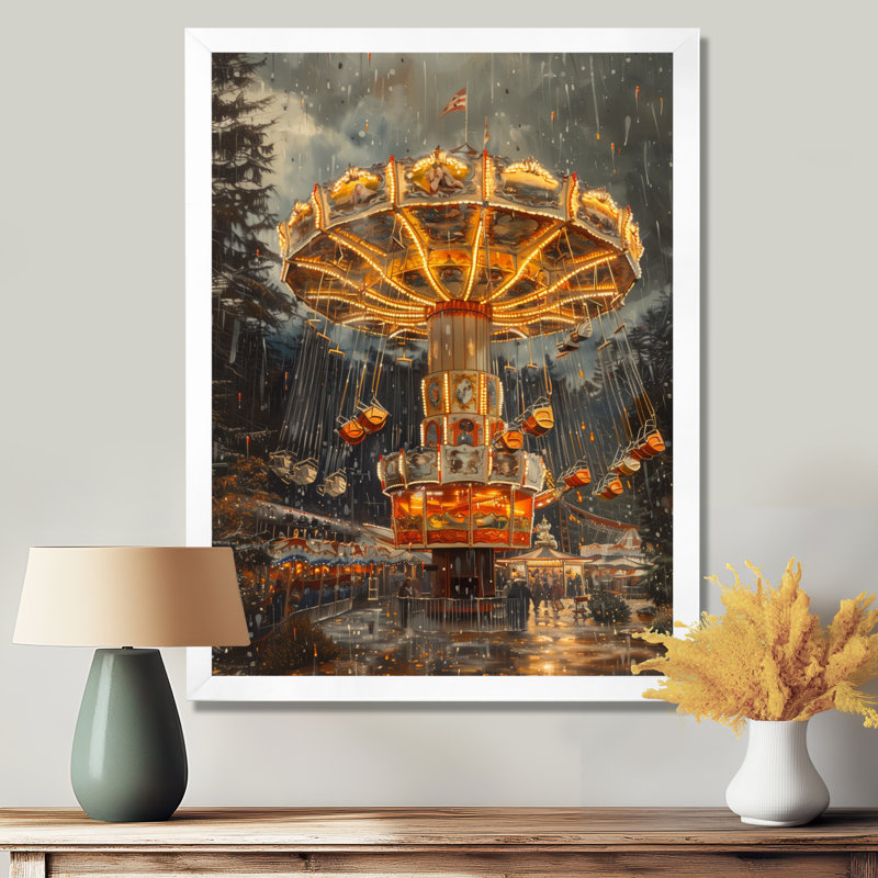 Carousel Amusement Parks Adventure I - Art mural avec parcs d'attractions, Sans cadre, métal, H 30 po x l 40 po