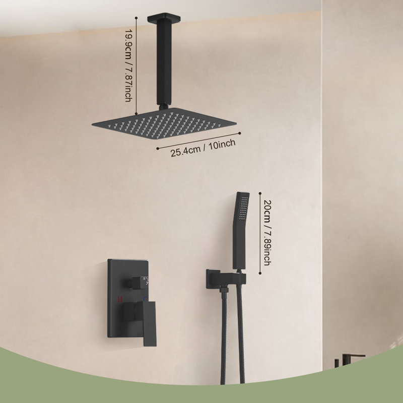 Luxury Ceiling-Mounted Rainfall Complete Shower System, Noir mat