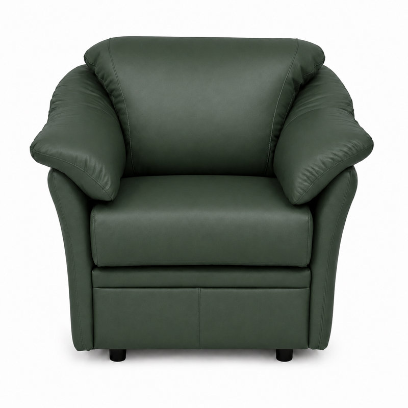 Chaise en cuir fleur Ramdev, H 34 po x l 39 po x P 36 po, Cuir véritable vert