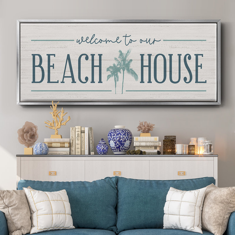 Our Beach House- Framed Canvas, 24" H x 60" W