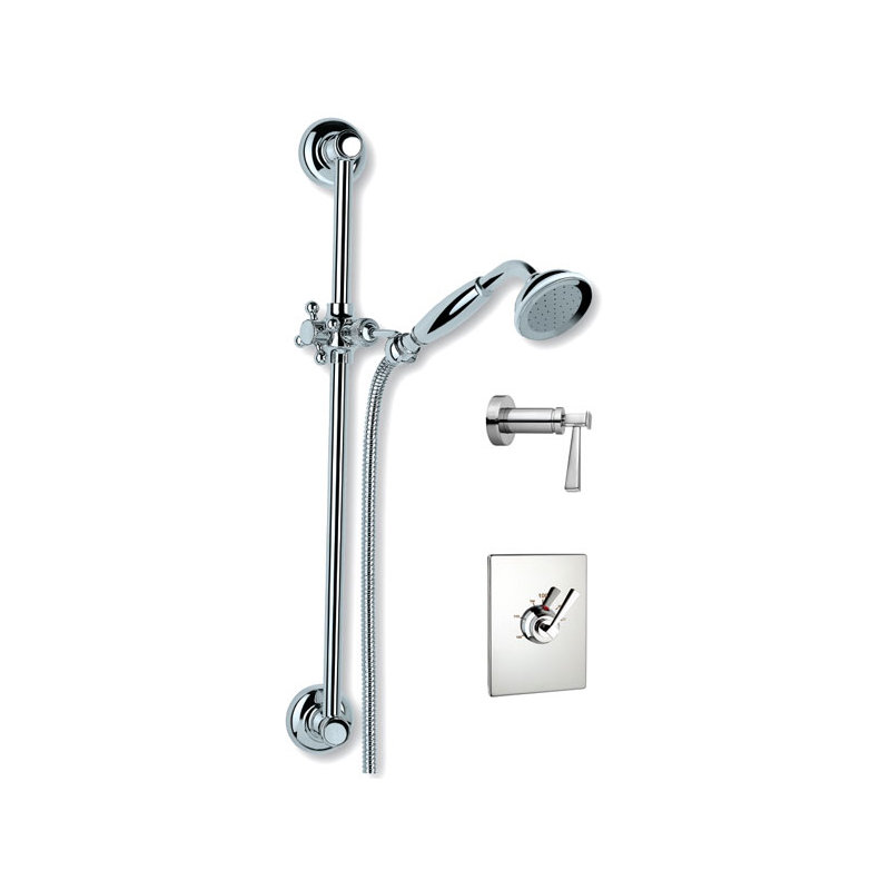 Système de douche thermostatique complet Plaza, Chrome poli
