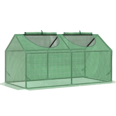4' X 2' Small House With Pe Cover And Roll - Up Windows, Indoor Outdoor Use, Protects Plants From Elements, Keeps Heat, , Strong Steel Frame, Wind Proof Design, Assembly Required Zippered Ideal For