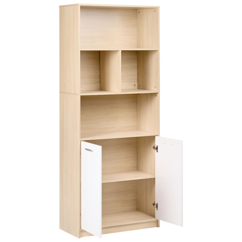 Almaguer 197cm H x 80cm W Particle Board Bookcase, Brown/White