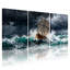 «Nautical Stormy Sea Ship Waves Dark Sky», ensemble de 3 impressions sur toile-1350263982
