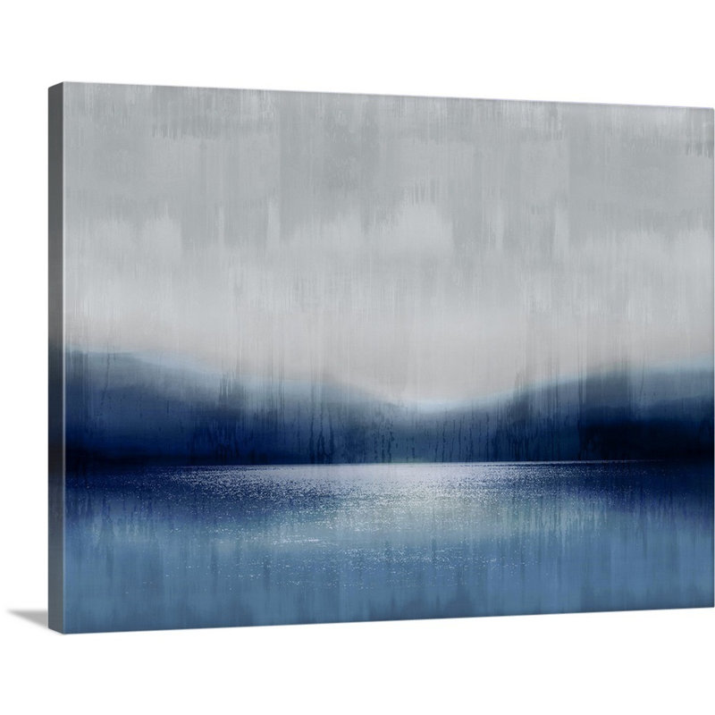 Reproduction d’art sur toile abstraite Landscape Indigo Lake 2 par David Moore, Toile tendue, H 18 po x l 24 po x P 1,25 po