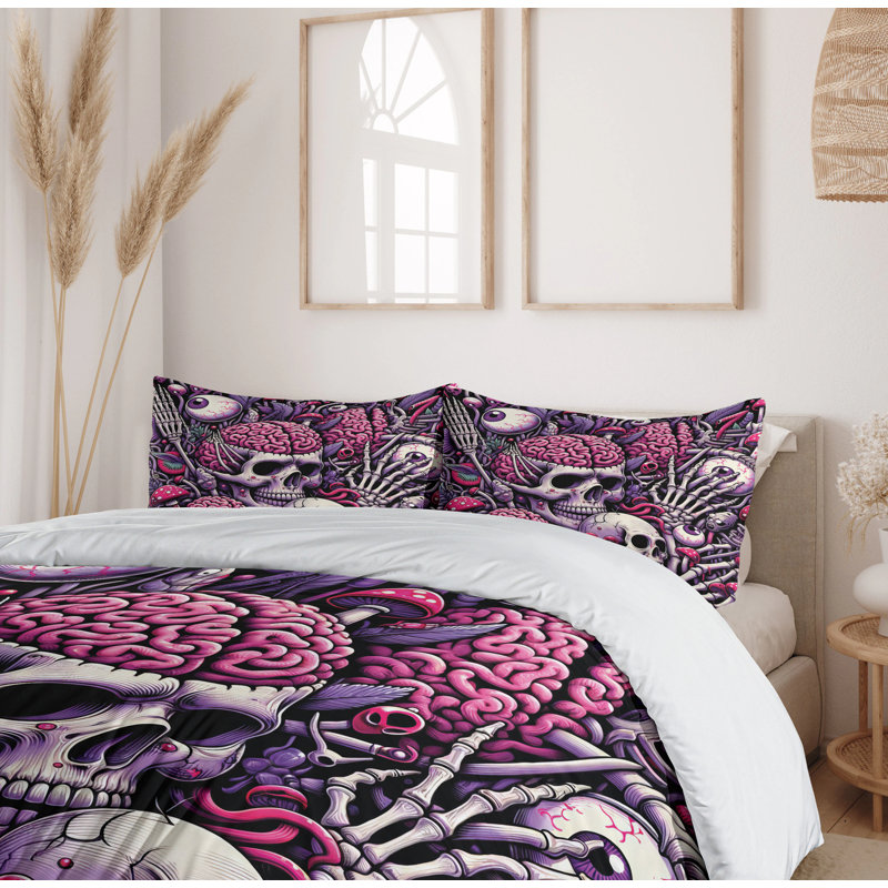 Skull Duvet Cover, California King Duvet Cover + 2 Standard Shams